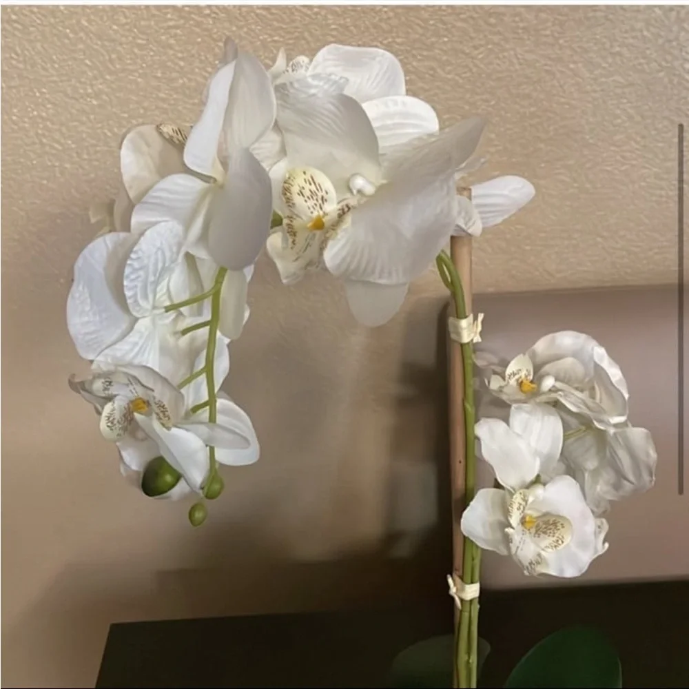 NWOT artificial white orchid in Ribbed Pot - Picture 4 of 7